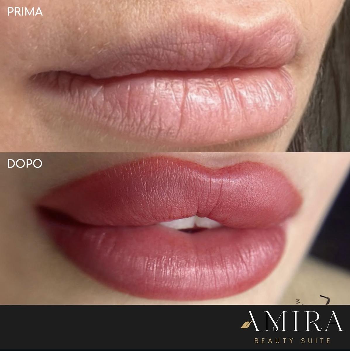 Labbra prima e dopo il lip blush