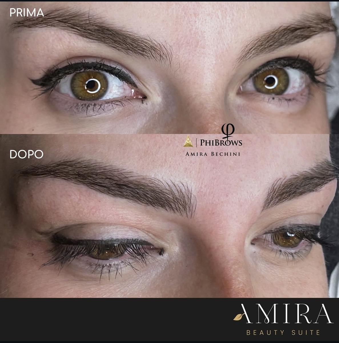 Sopracciglia prima e dopo il microblading